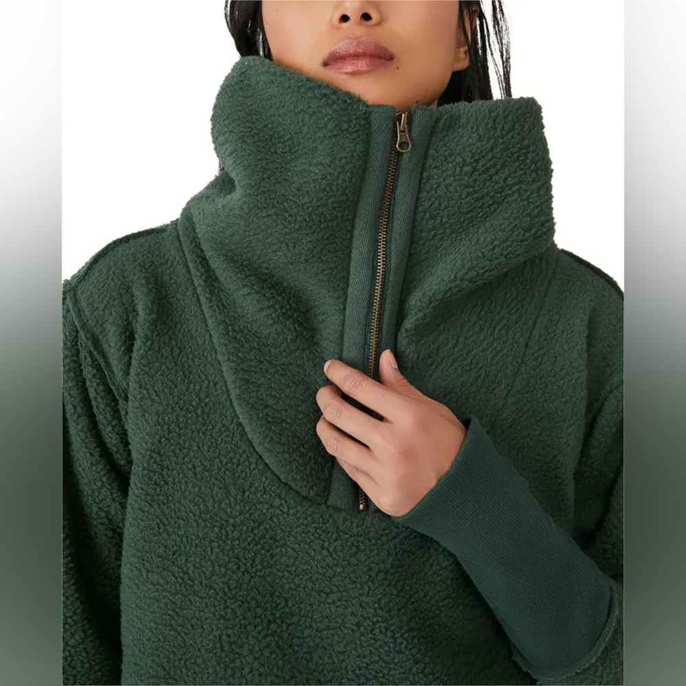 We the Free Poppy Quarter Zip Pullover Forest Pine Size Large ***NWOT****